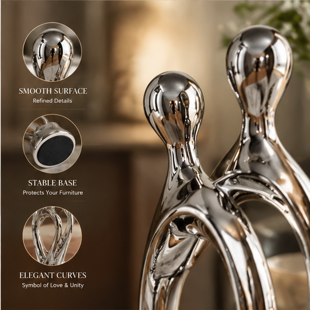 Silver Ceramic Couple Sculpture | SIVAWNELL