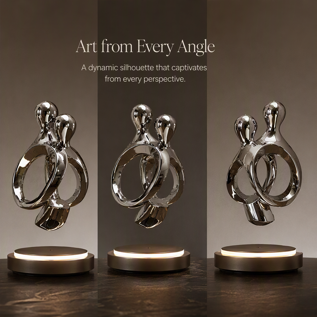 Chrome Couple Sculpture with LED Base | SIVAWNELL