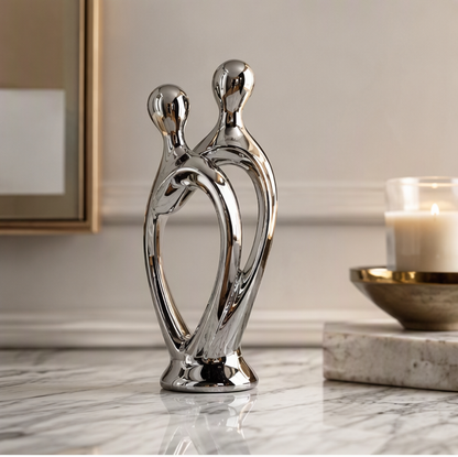 Silver Ceramic Couple Sculpture | SIVAWNELL