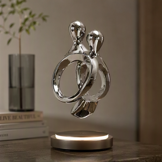 Chrome Couple Sculpture with LED Base | SIVAWNELL