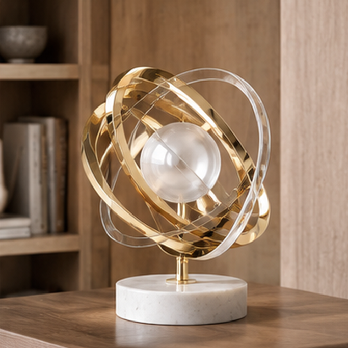 Gold Orbital Sphere Sculpture | SIVAWNELL