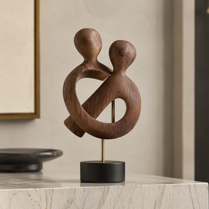 Embracing Couple Wood Sculpture | SIVAWNELL