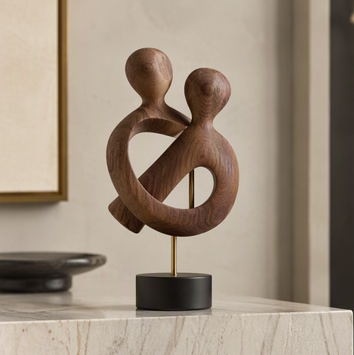 Embracing Couple Wood Sculpture | SIVAWNELL