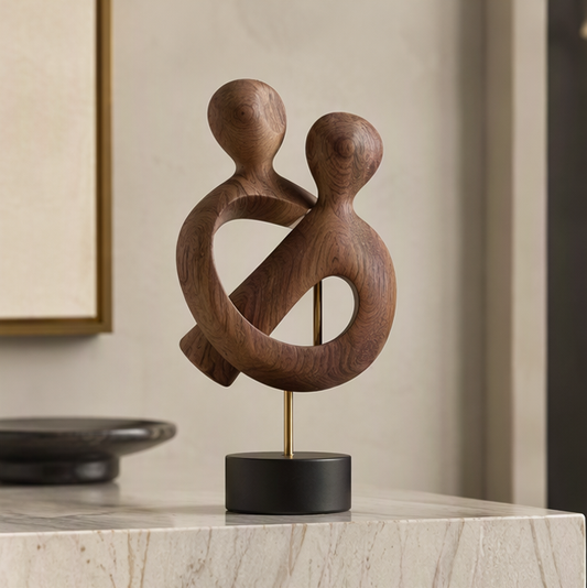 Embracing Couple Wood Sculpture | SIVAWNELL