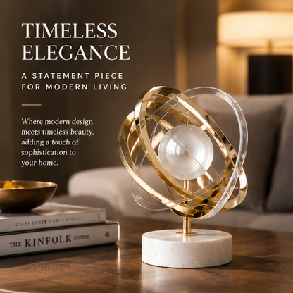 Gold Orbital Sphere Sculpture | SIVAWNELL