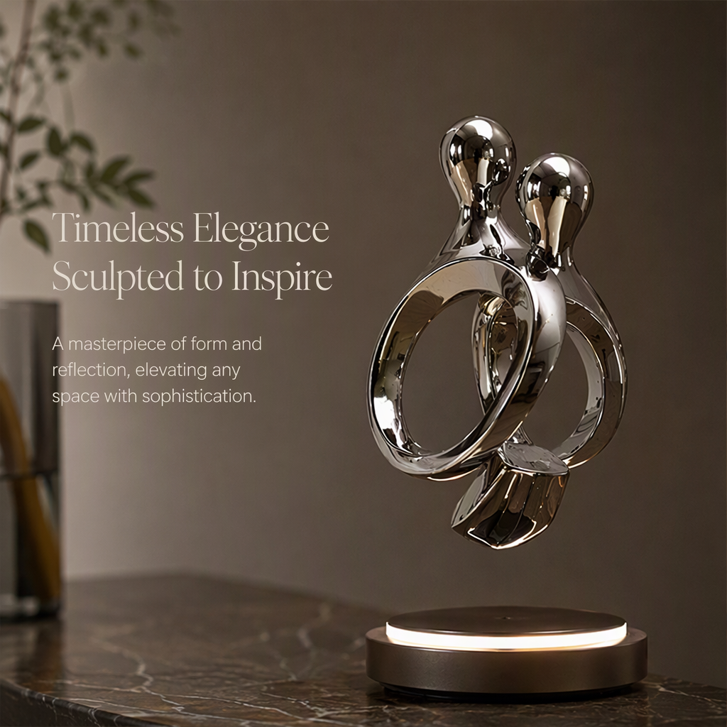 Chrome Couple Sculpture with LED Base | SIVAWNELL