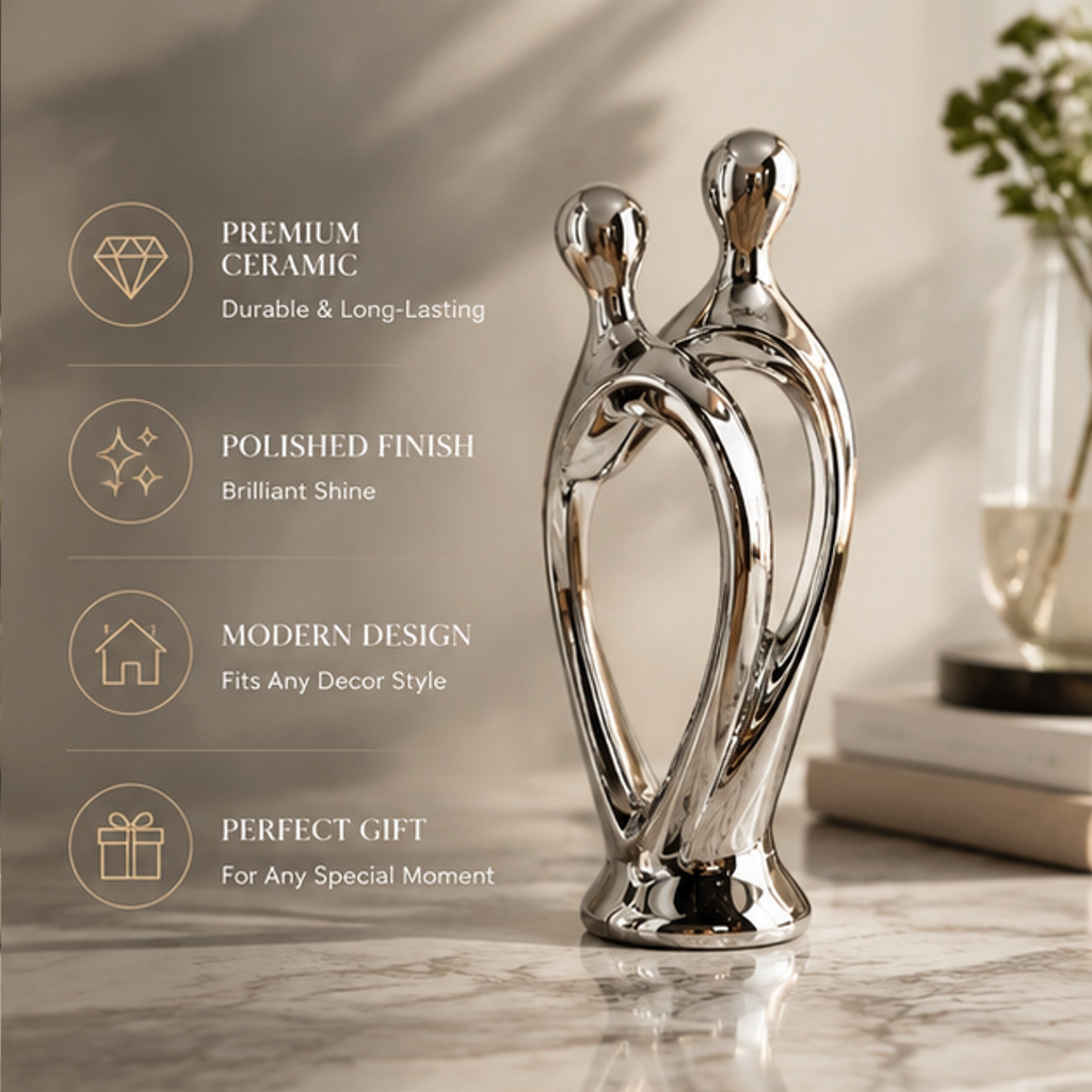 Silver Ceramic Couple Sculpture | SIVAWNELL