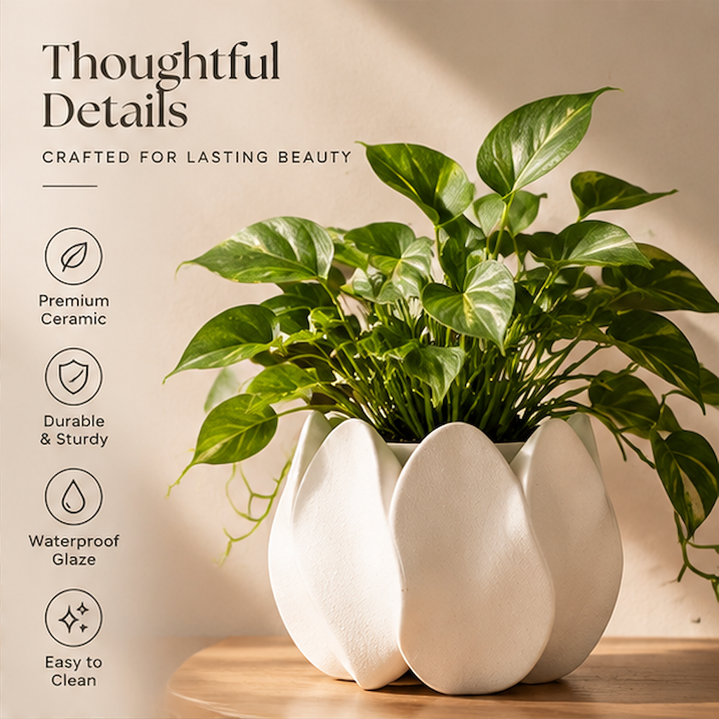 Lotus Petal Ceramic Planter | SIVAWNELL