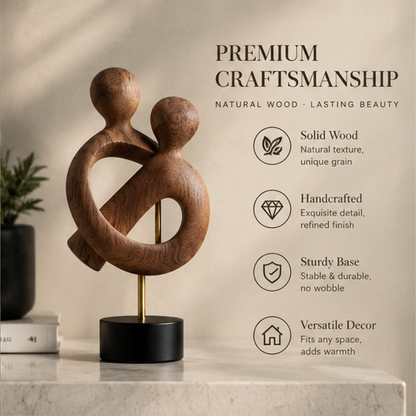 Embracing Couple Wood Sculpture | SIVAWNELL
