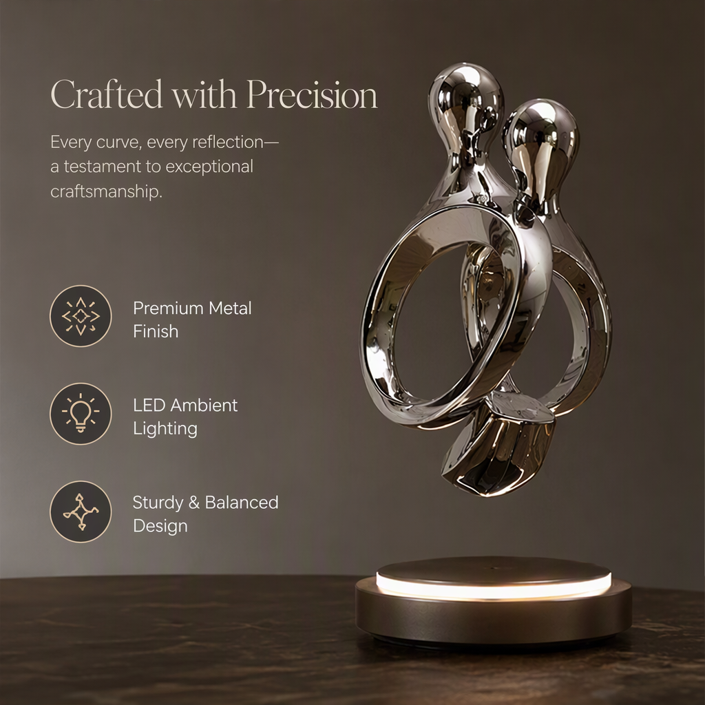 Chrome Couple Sculpture with LED Base | SIVAWNELL