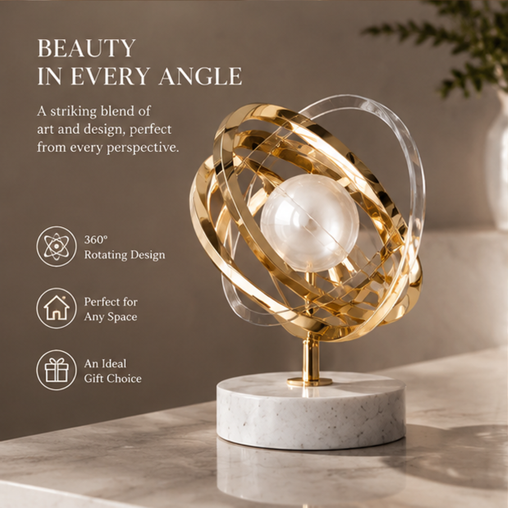 Gold Orbital Sphere Sculpture | SIVAWNELL