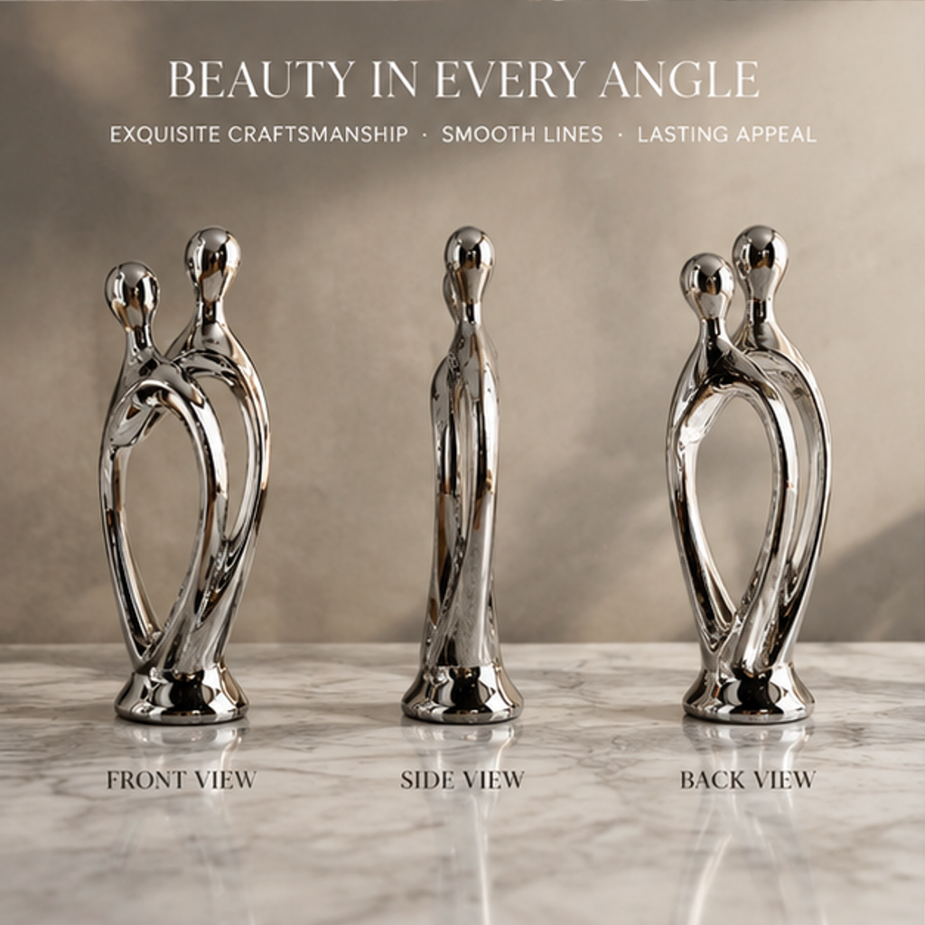 Silver Ceramic Couple Sculpture | SIVAWNELL