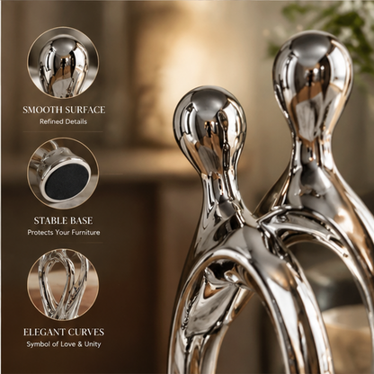 Silver Ceramic Couple Sculpture | SIVAWNELL