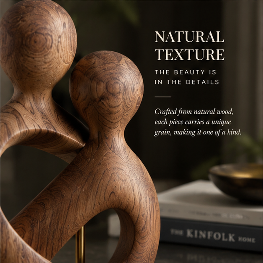 Embracing Couple Wood Sculpture | SIVAWNELL